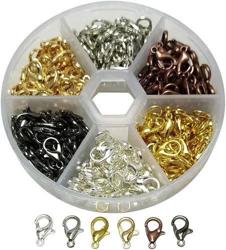 Miniatura 5 de Libiline 1 caja de 300 piezas surtidas de 6 colores de aleación de zinc para joyería, collares, pulseras, sin níquel (mezcla, 0.394 x 0.236 in)