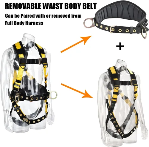 Miniatura 6 de 3D-Rings Fall Potection Safety Harness With Waist＆Leg Tounge Buckles Waist & Shoulder Pad Support ANSI Compliant