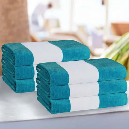 Miniatura 60 de Superior Juego de toallas de playa de algodón de gran tamaño de 4 piezas, toallas absorbentes para baño, playa, piscina, natación, adultos, niños