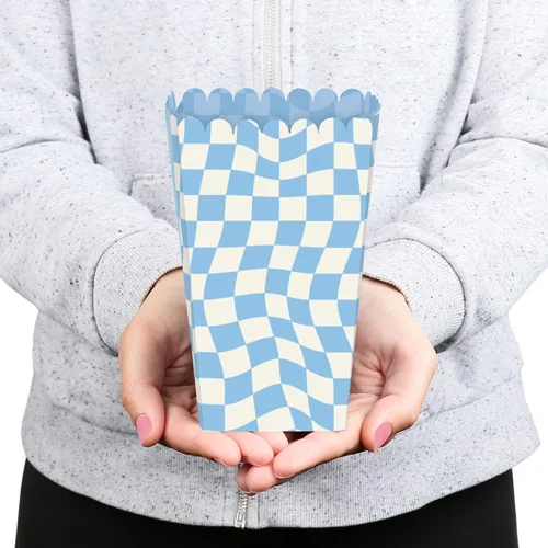 Miniatura 3 de Big Dot of Happiness Blue Checkered Party - Cajas de golosinas de palomitas de maíz - Juego de 12 Azul