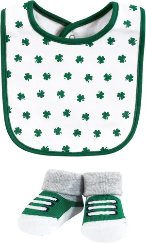 Miniatura 257 de Hudson Baby Conjunto de babero y calcetines unisex de algodón para bebé