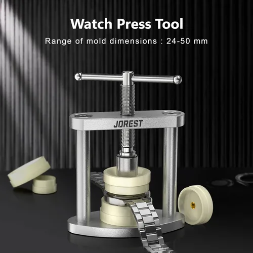 Miniatura 5 de Kit de reparación de relojes Jorest + Herramienta de presión para relojes, reemplazo de batería, ajuste de correa, llave para abrir la cubierta