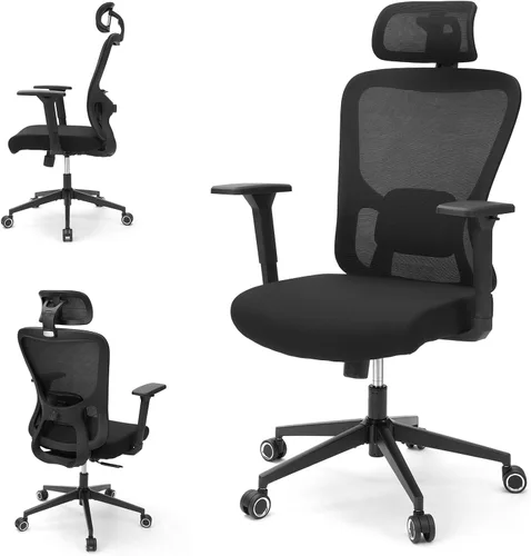Miniatura 8 de Silla ergonómica de oficina de escritorio, silla de computadora de respaldo alto con reposabrazos giratorios 3D ajustables para mayor comodidad