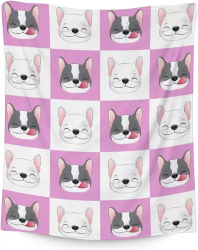 Miniatura 16 de Regalos de bulldog francés para niños, 30 x 40 pulgadas, mantas de bulldog francés tamaño regazo, mantas suaves y peludas con temática de perros