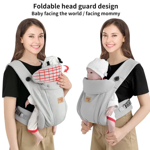 Miniatura 3 de Portabebés ergonómico para recién nacidos, con manos libres, transpirable, perfecto para bebés y bebés, regalo de ducha (gris claro)
