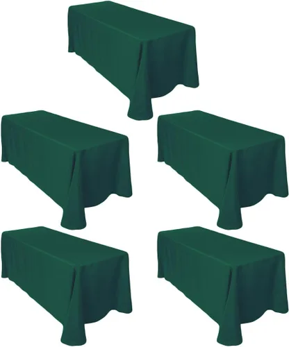 Miniatura 92 de LTC LINENS - Paquete de 2 manteles rectangulares de poliéster, de 60 x 102 pulgadas y 6 pies, color azul bebé, con caída parcial, resistentes a