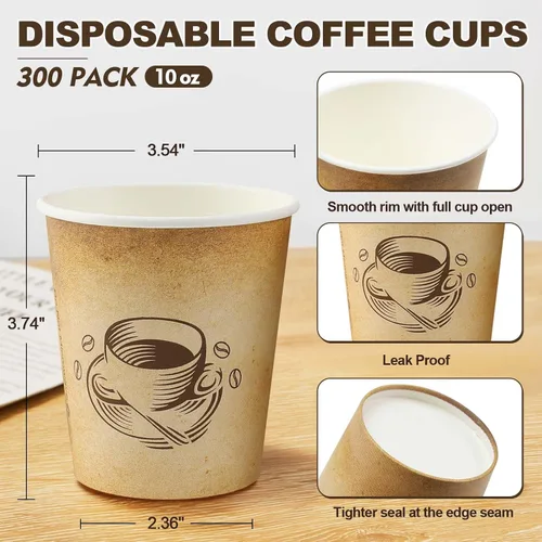 Miniatura 2 de Clawsoff Paquete de 200 tazas de café de 10 onzas, tazas de papel desechables para bebidas calientes/frías, para oficina, hogar, tienda, evento