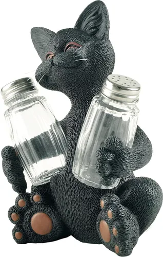 Miniatura 5 de Fantástico gato negro salero y pimentero - Bonita decoración de resina para encimera de cocina