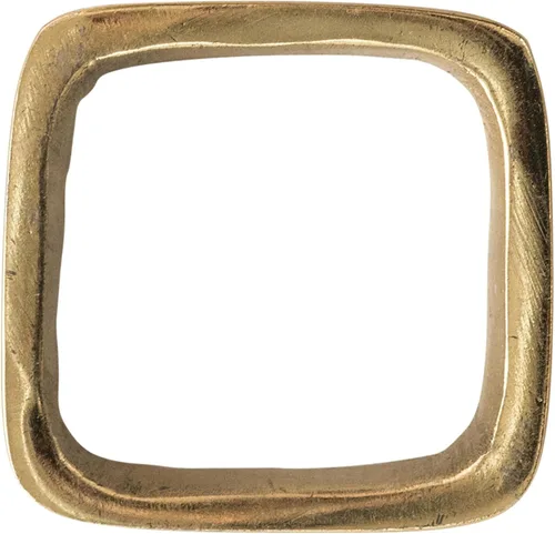 Miniatura 3 de Servilleteros cuadrados de metal con acabado de latón con corbata de cuero (juego de 4 piezas)