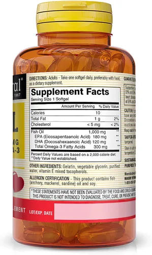 Miniatura 2 de MASON NATURAL Suplemento diario de aceite de pescado omega-3, 1000 mg con EPA y DHA para apoyo articular, suministro de 60 días, 60 pastillas