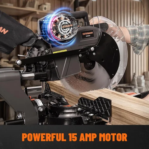 Miniatura 6 de DOVAMAN Sierra ingletadora de doble bisel de 12 pulgadas, sierra ingletadora deslizante compuesta, funcionamiento ambidiestro, 3800RPM, capacidad