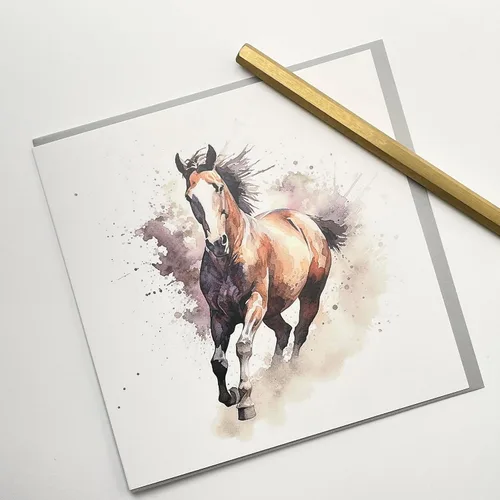 Miniatura 2 de Old English Co. Tarjeta de felicitación de caballo corriendo de acuarela para cumpleaños, bonita tarjeta de cumpleaños para mamá, nan, ella, tarjeta