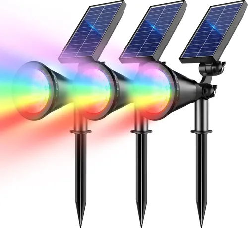 Miniatura 13 de Luces solares para exteriores impermeables, 36 LEDs 1000LM Focos solares ajustables para exteriores, iluminación de paisaje 2 en 1 alimentada por