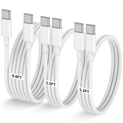 Miniatura 30 de Paquete de 2 cables USB C a USB C de 10 pies y 60 W, cable tipo C a tipo C, cable de carga rápida para iPhone Air 17 16e 16 15 Pro Plus Pro Max