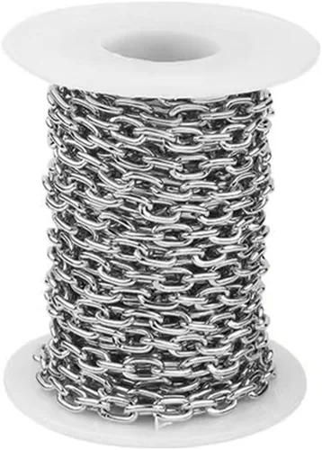 Miniatura 20 de N/C Cadenas de aluminio de 15 pies de eslabones de perlas de imitación, cadena de eslabones trenzados, cadenas de cable cruzado con colgante