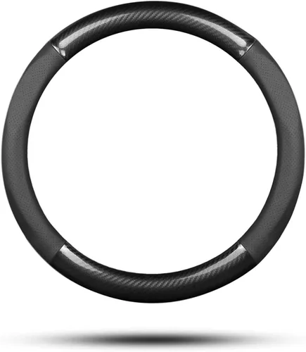 Ergocar Funda deportiva de fibra de carbono y cuero PU para volante de automóvil, protector antideslizante para volante de automóvil universal para