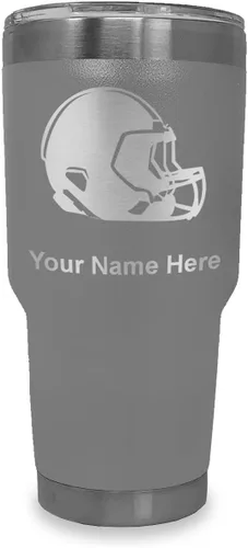 Miniatura 22 de LaserGram Vaso aislado al vacío de 20 onzas, casco de fútbol, grabado personalizado incluido (morado claro)