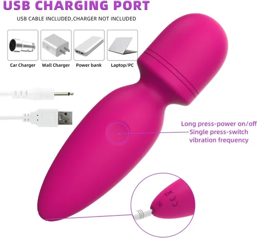 Miniatura 3 de Fuwyiy Mini herramientas de masajeador, pequeño masajeador de mano inalámbrico impermeable con 10 modos de vibración, masajeador personal de mano