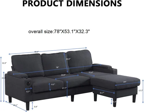 Miniatura 2 de Sofá modular de terciopelo en forma de L de 67 pulgadas con otomana, sofá convertible de 3 asientos con asiento profundo de nube para sala de estar