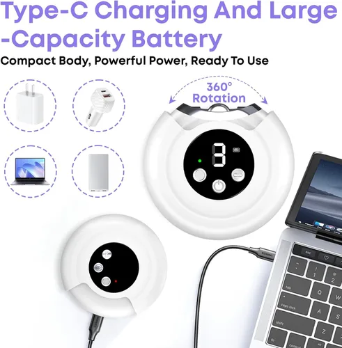 Miniatura 6 de Cortaúñas automático para personas mayores, cortaúñas eléctrico 3 en 1 con luz LED, batería recargable, cortaúñas para adultos, molinillo de uñas