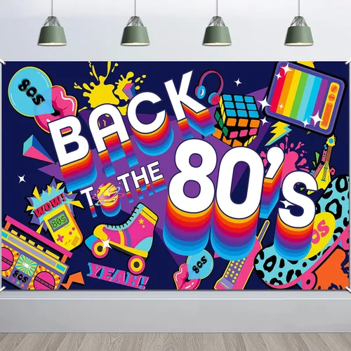 DPKOW Cartel de regreso a los 80 para decoración de fiestas de los 80, decoración retro de la casa de interiores de los años 80, decoración de pared
