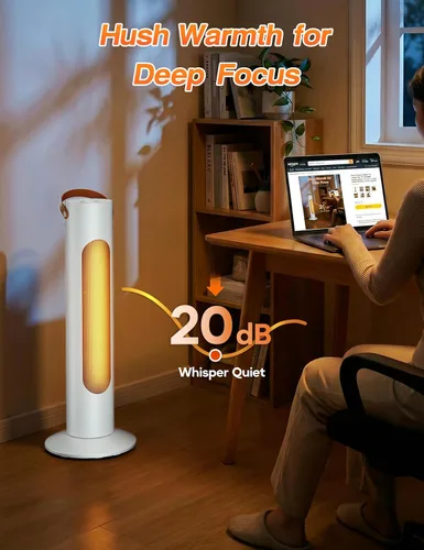 Miniatura 4 de Calentadores eléctricos para uso en interiores, calentador de torre de 25 pulgadas y ventilador combinado, 1500 W, 2 modos de calefacción