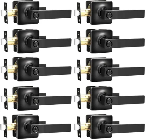 Miniatura 22 de GOBEKOR Paquete de 1 manija de paso, manijas de puerta negras para cerradura de puerta de armario, manija de puerta interior sin llave con cerradura