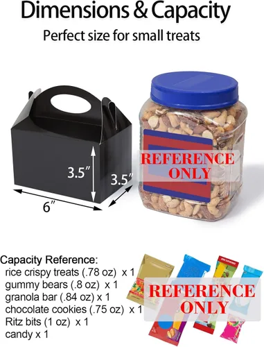 Miniatura 3 de Happyhiram Cajas de Dulces Negras de 25 CT de 6 Pulgadas Favores de Fiesta Rayas Bolsas de Regalo de Galletas de Papel con Asas Cajas Gable Bolsas