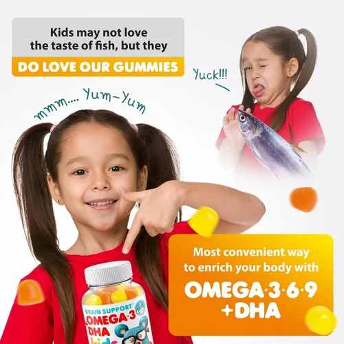 Miniatura 4 de DR. MORITZ Gomitas veganas Omega 3 para niños y niños pequeños (90 unidades), gomitas Omega 3 para niños para la salud del cerebro y el corazón, sin
