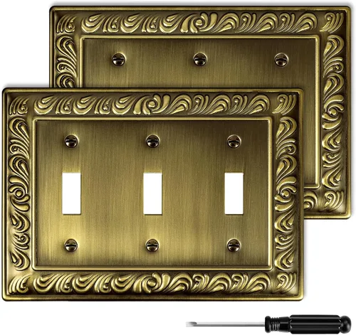 Miniatura 8 de Placa Decorativa de Pared de Latón Antiguo Cubierta de Interruptor de Luz Cubiertas de Enchufe Decorativo Placas de Interruptor Basculante