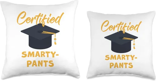 Miniatura 3 de Funny Graduation & Class Humor Certified Smarty-Pants – Student Teacher School Graduation Throw Pillow, 18x18, Multicolor