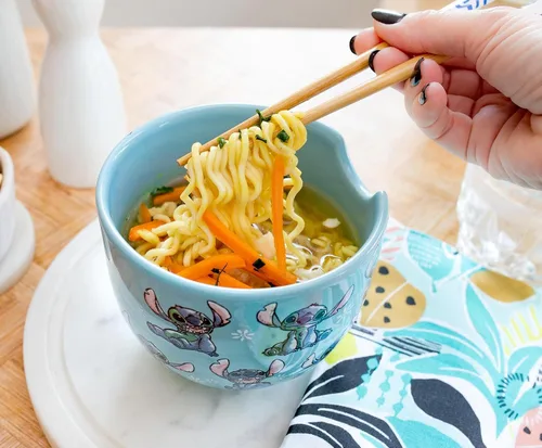Miniatura 6 de Disney Lady And The Tramp Serenade - Juego de vajilla de cerámica para ramen, incluye cuenco de fideos de 20 onzas y palillos de madera