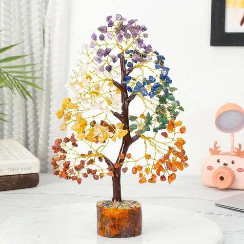 Miniatura 3 de Árbol de la vida de 7 chakras, árbol de dinero Feng Shui, árbol de piedras preciosas para energía positiva, árbol de cristal de siete chakras, atrae