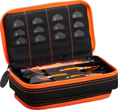 Miniatura 18 de Casemaster Plazma Plus, 3 dardos para dardos suaves y de acero con bolsillo frontal grande para dispositivos móviles, tubo de almacenamiento Negro