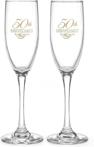 Miniatura 6 de Hortense B. Hewitt 50 aniversario de boda, copas de champán para tostar, corazón con diamantes de imitación, juego de 2 Corazón con joyas
