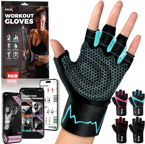 Miniatura 10 de MhIL Guantes de entrenamiento para mujer – Guantes de gimnasio transpirables para mujer con protección de palma y agarre mejorado – Guantes