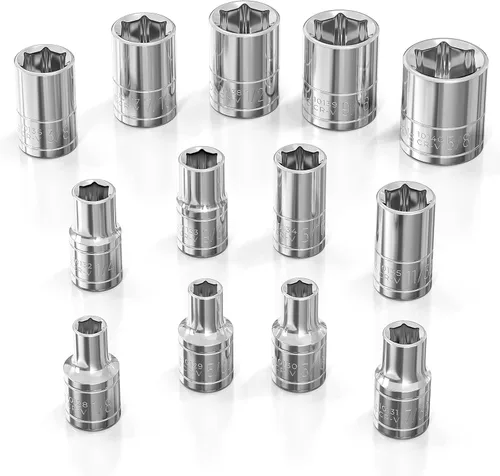 Miniatura 18 de Olsa Tools Juego de llaves profundas SAE - 1/4 pulgadas, 13 piezas - 6 puntas cromadas de 1/8" a 5/8" y tamaños sin saltos - Juego de llaves de vaso