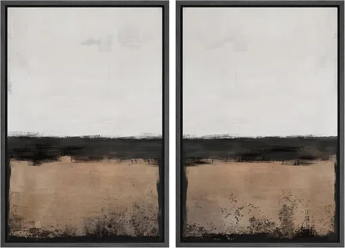 Miniatura 51 de SIGNWIN Lienzo enmarcado para pared, ilustraciones abstractas texturizadas en tonos beige terrosos, arte moderno, decorativo, contemporáneo