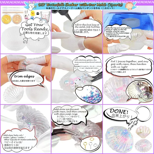 Miniatura 7 de Funshowcase Paquete de moldes de silicona para coctelera de resina, suministros de joyería, 132 kits