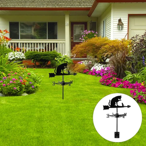 Miniatura 6 de YARNOW Veleta de acero inoxidable para gatos y ratones, indicador decorativo de dirección del viento para patio, césped, fácil de instalar, duradero