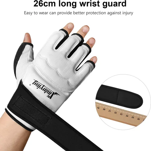 Miniatura 5 de Xinluying Saco de boxeo artes marciales mixtas Sparring Grappling Muay Thai Taekwondo entrenamiento guantes de piel sintética – Muñequeras Blanco