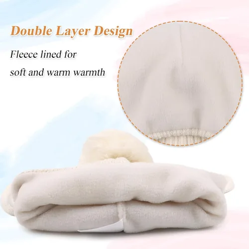 Miniatura 5 de Gorros de invierno para niña con forro polar para niños, gorro de punto con orejeras con pompón, de 0 a 8 años