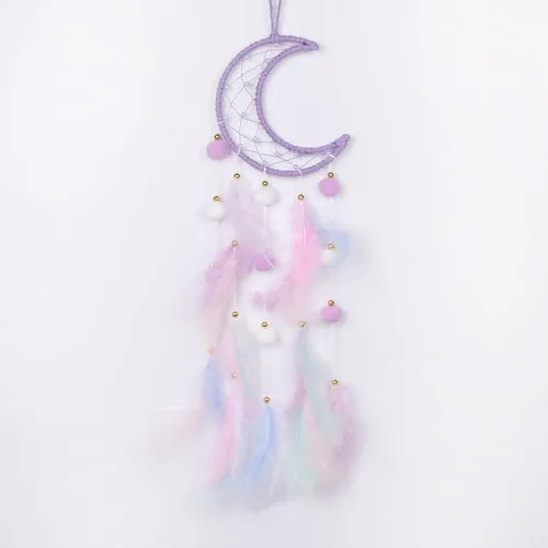 Miniatura 14 de Pretty Jolly - Atrapasueños azul de gato para niños, decoración de pared con pompones y plumas, atrapasueños hecho a mano para niños, decoración