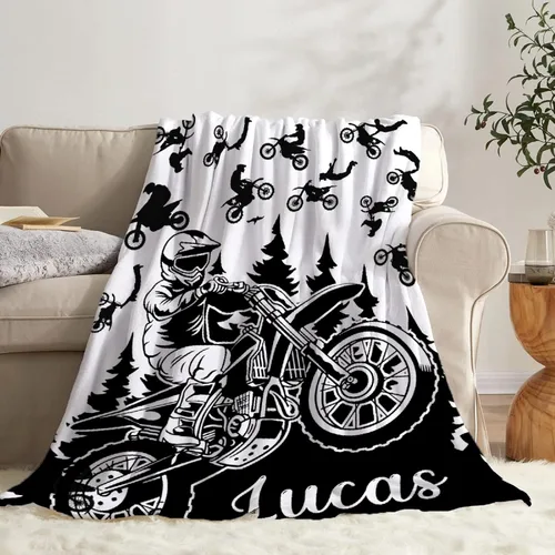 Miniatura 47 de Manta de motocross Racer deportes extremos estampada súper suave de franela de felpa ligera y acogedora para niños y hombres, regalo para sofá Dirt