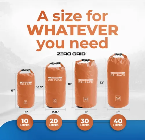 Miniatura 6 de Zero Grid Bolsa seca impermeable – La bolsa de secado flotante se mantiene seca tamaños de 10L/20L/30L/40L para mochileros, kayak, canotaje, Tiger