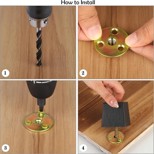 Miniatura 3 de TURSTIN Paquete de 8 patas cuadradas de plástico para sofá de 2 pulgadas, patas cuadradas para sofás, sillas, color negro