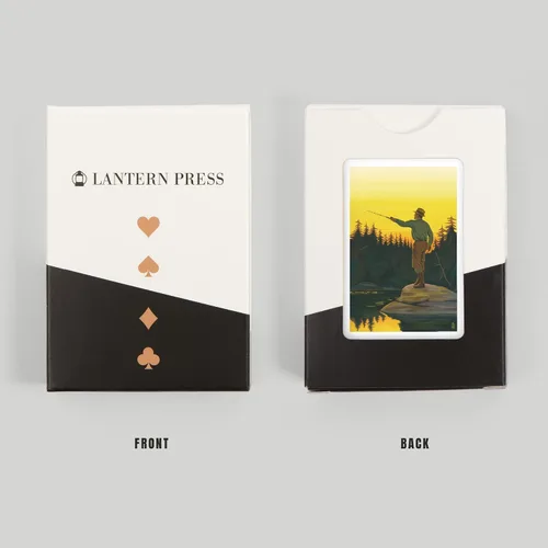 Miniatura 8 de Lantern Press Escena de pesca con mosca (52 cartas de juego, baraja de cartas de tamaño póquer con comodines)