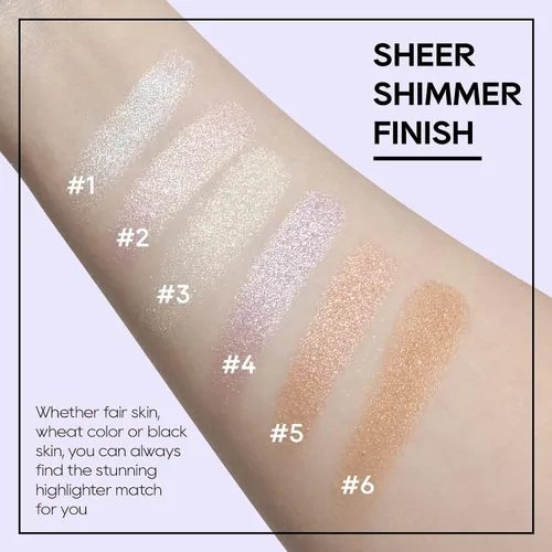 Miniatura 6 de Paleta de Polvo de Iluminador Rosa Horneado, Paleta de Polvo de Iluminador de Maquillaje Acabado Sutil y Brillante Iluminadores Faciales