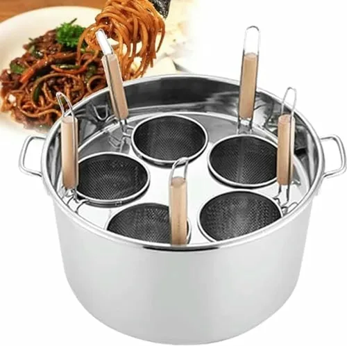 Miniatura 10 de Olla para Pasta De Acero Inoxidable, Juego De Olla para Pasta Con Cesta para Insertar, 4 Agujeros