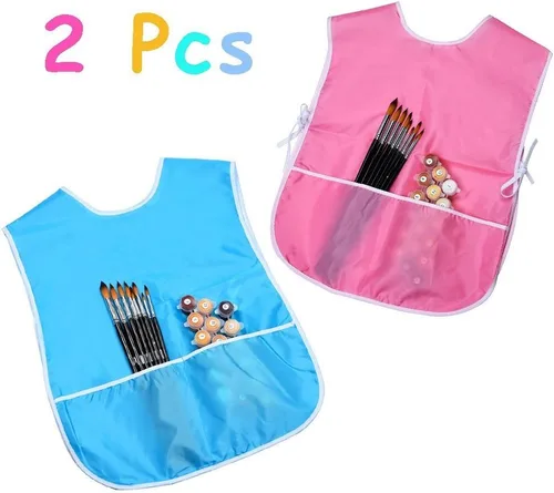Miniatura 2 de Mudder - Delantal de pintura artística para niños, 2 piezas, resistente al agua